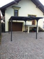 PLATON, Carport din aluminiu, gri antracit, acoperis plat, inclinat, cu policarbonat Anti-UV, 500x294x232 cm, CAR3050ALTP - imagine 7