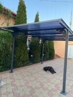 PLATON, Carport din aluminiu, gri antracit, acoperis plat, inclinat, cu policarbonat Anti-UV, 500x294x232 cm, CAR3050ALTP - imagine 14