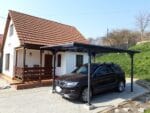PLATON, Carport din aluminiu, gri antracit, acoperis plat, inclinat, cu policarbonat Anti-UV, 500x294x232 cm, CAR3050ALTP - imagine 3