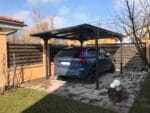 PLATON, Carport din aluminiu, gri antracit, acoperis plat, inclinat, cu policarbonat Anti-UV, 500x294x232 cm, CAR3050ALTP - imagine 4