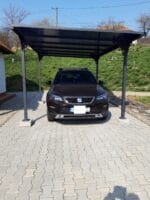 PLATON, Carport din aluminiu, gri antracit, acoperis plat, inclinat, cu policarbonat Anti-UV, 500x294x232 cm, CAR3050ALTP - imagine 8