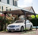 PLATON, Carport din aluminiu, gri antracit, acoperis plat, inclinat, cu policarbonat Anti-UV, 500x294x232 cm, CAR3050ALTP