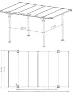 PLATON, Carport din aluminiu, gri antracit, acoperis plat, inclinat, cu policarbonat Anti-UV, 500x294x232 cm, CAR3050ALTP - imagine 5