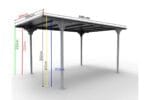 PLATON, Carport din aluminiu, gri antracit, acoperis plat, inclinat, cu policarbonat Anti-UV, 500x294x232 cm, CAR3050ALTP - imagine 2