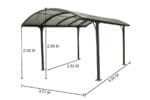 ARCADIA 1, Carport din aluminiu, gri antracit, acoperis curb cu policarbonat Anti-UV, 485x302x250 cm, CAR3048ALRP - imagine 2