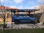 PLATON, Carport din aluminiu, gri antracit, acoperis plat, inclinat, cu policarbonat Anti-UV, 500x294x232 cm, CAR3050ALTP - imagine 11