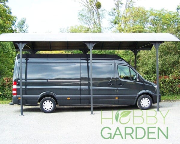 MOTORHOME, Carport XXL din aluminiu, gri antracit, acoperis curb cu policarbonat Anti-UV, 760x362x360 cm, 27.51 m², CAR3676ALCC