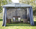 GLORIETTE, Pavilion-Foisor de gradina, Aluminiu /gri antracit, Perdea/poliester tratat, 360x300x280 cm, 10 m², GL3630AL