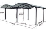 ARCADIA 2, Carport dublu cu structura din aluminiu si acoperiș curbat din policarbonat anti-UV, 485x600x250cm - CAR6048ALRP - imagine 2