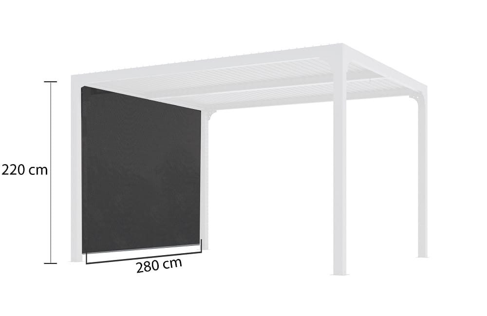 B-47_Visuel produit avec dimensions PER 3630 R30_3760161079112 PERDEA DIN PVC tesuta, culoare gri, compatibila cu pergolele bioclimatice PER2430BI si PER3630BI, pentru latura de 300cm, dimensiuni 288cm x 220cm. Ref#PERBIR30 - imagine 3