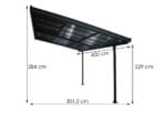 SELENE - Pergola pentru terasa din aluminiu vopsit electrostatic, gri antracit, cu acoperis din policarbonat tratat anti-UV, detasabil manual prin culisare  (400x301x284cm) - imagine 2