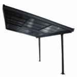 SELENE - Pergola pentru terasa din aluminiu vopsit electrostatic, gri antracit, cu acoperis din policarbonat tratat anti-UV, detasabil manual prin culisare  (400x301x284cm) - imagine 4