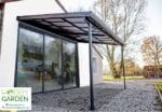 SELENE - Pergola pentru terasa din aluminiu vopsit electrostatic, gri antracit, cu acoperis din policarbonat tratat anti-UV, detasabil manual prin culisare  (400x301x284cm)