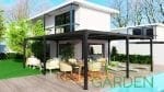Pergola Bioclimatica SAGRADA, cu lamele orientabile, Aluminiu, Gri antracit, format in " L ", suprafata 33 m².