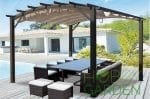 PETALE, Pergola curbata din aluminiu, gri antracit, copertina retractabila din poliester, diverse culori,  360x340x260 cm, 11 m²