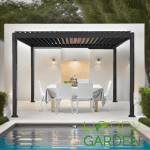 Pergola Bioclimatica Premium - ARTEMIS, Aluminiu, Gri antracit, actionare electrica cu telecomanda, iluminare cu LED (RGBW),  400x300x250cm, 12m² - imagine 18