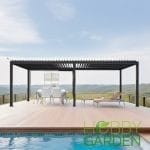 Pergola Bioclimatica Premium - APOLLO, Aluminiu, Gri antracit, actionare electrica cu telecomanda, iluminare cu LED (RGBW),  600x300x250 cm, 18 m² - imagine 15