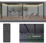 Pergola Bioclimatica Premium - APOLLO, Aluminiu, Gri antracit, actionare electrica cu telecomanda, iluminare cu LED (RGBW),  600x300x250 cm, 18 m²