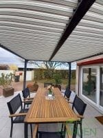 Pergola Bioclimatica Premium - ARTEMIS, Aluminiu, Gri antracit, actionare electrica cu telecomanda, iluminare cu LED (RGBW),  400x300x250cm, 12m² - imagine 8