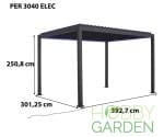 Pergola Bioclimatica Premium - ARTEMIS, Aluminiu, Gri antracit, actionare electrica cu telecomanda, iluminare cu LED (RGBW),  400x300x250cm, 12m² - imagine 3