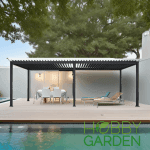 Pergola Bioclimatica Premium - APOLLO, Aluminiu, Gri antracit, actionare electrica cu telecomanda, iluminare cu LED (RGBW),  600x300x250 cm, 18 m² - imagine 11